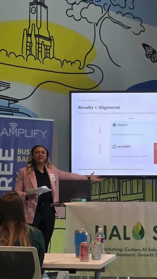 Micky Dawn presenting on making better business decisions with clarity